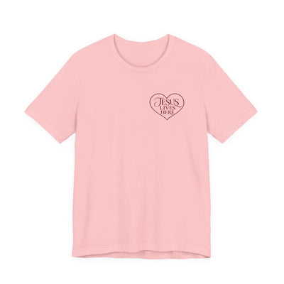Jesus Lives Here Heart Tee