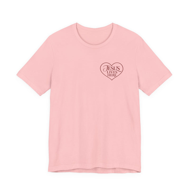 Jesus Lives Here Heart Tee