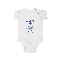 “I Love Us” Baby Bodysuit – His Edition (Rabbit Skins 4424)