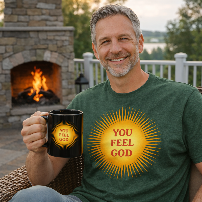 “You Feel God” Black Ceramic Mug